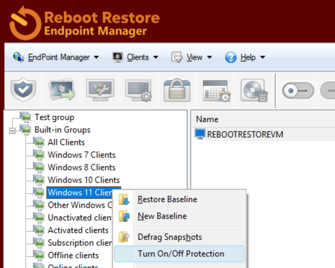 Reboot Restore Enterprise - EndPoint Manager - disable protection